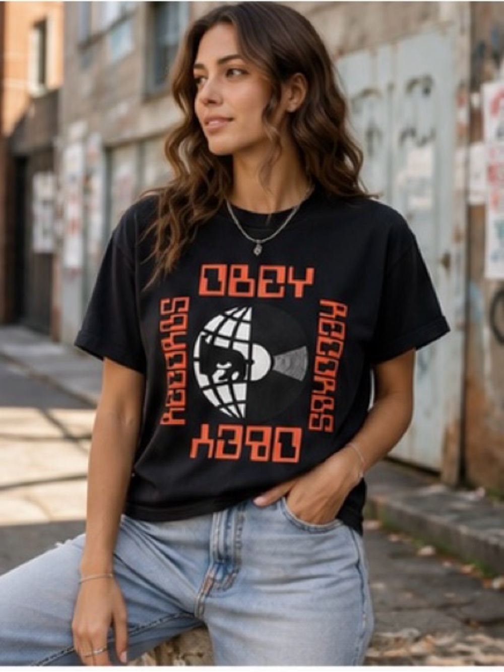 OBEY Records Graphic Tee Black • Size M